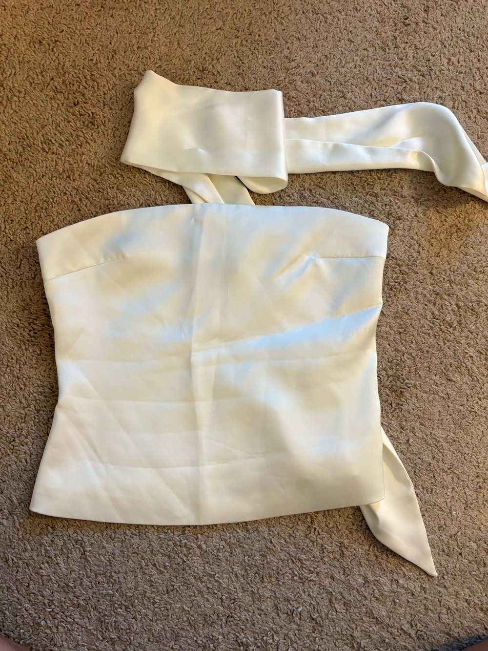 Zara Cream Strapless Tie Neck Top